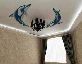 Натяжные потолки с изображением дельфинов