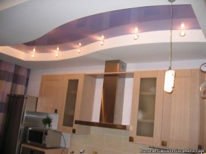 Дизайн потолка кухни из гипсокартона